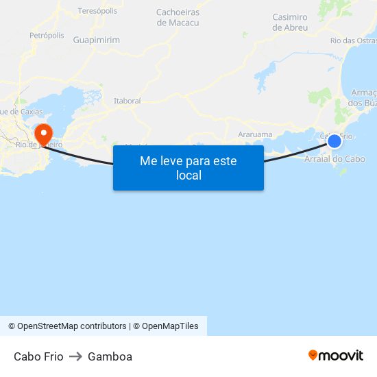 Cabo Frio to Gamboa map