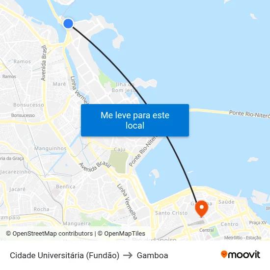 Cidade Universitária (Fundão) to Gamboa map