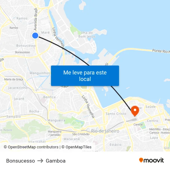 Bonsucesso to Gamboa map