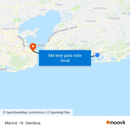 Maricá to Gamboa map