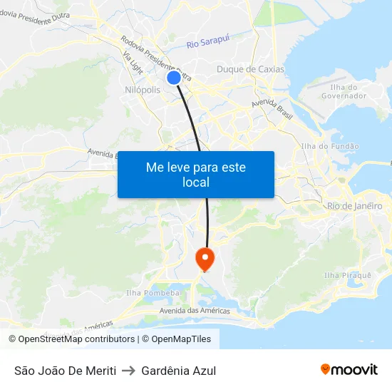 São João De Meriti to Gardênia Azul map