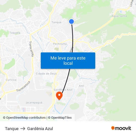 Tanque to Gardênia Azul map