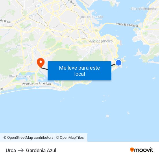 Urca to Gardênia Azul map