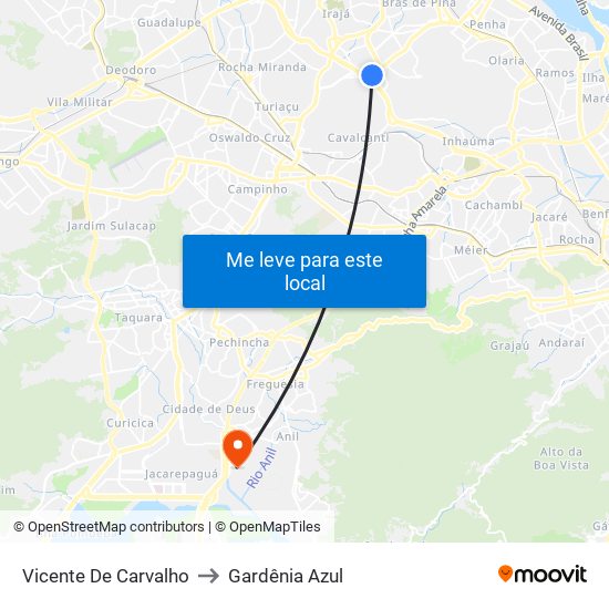 Vicente De Carvalho to Gardênia Azul map