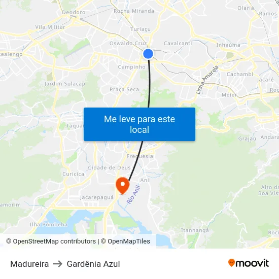 Madureira to Gardênia Azul map