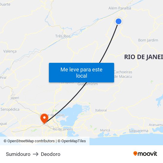 Sumidouro to Deodoro map