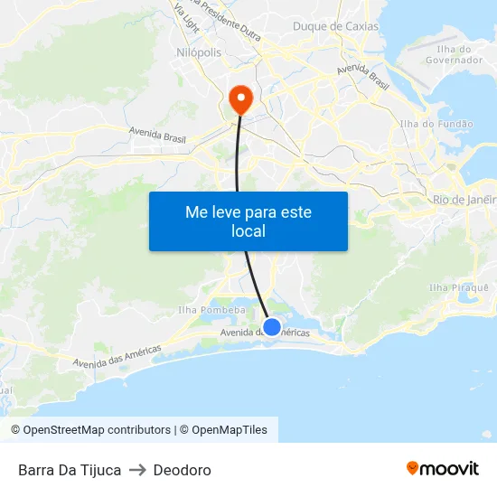 Barra Da Tijuca to Deodoro map