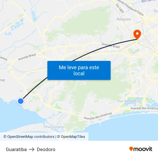 Guaratiba to Deodoro map