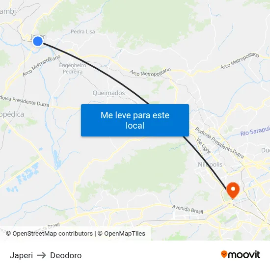 Japeri to Deodoro map