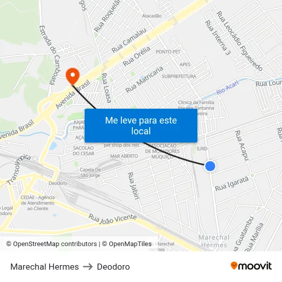Marechal Hermes to Deodoro map