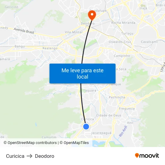 Curicica to Deodoro map