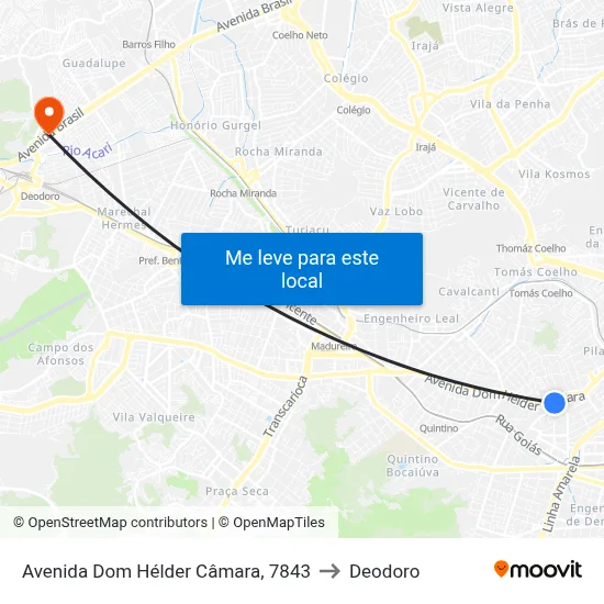 Avenida Dom Hélder Câmara, 7843 to Deodoro map