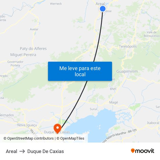 Areal to Duque De Caxias map