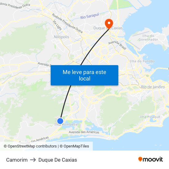 Camorim to Duque De Caxias map