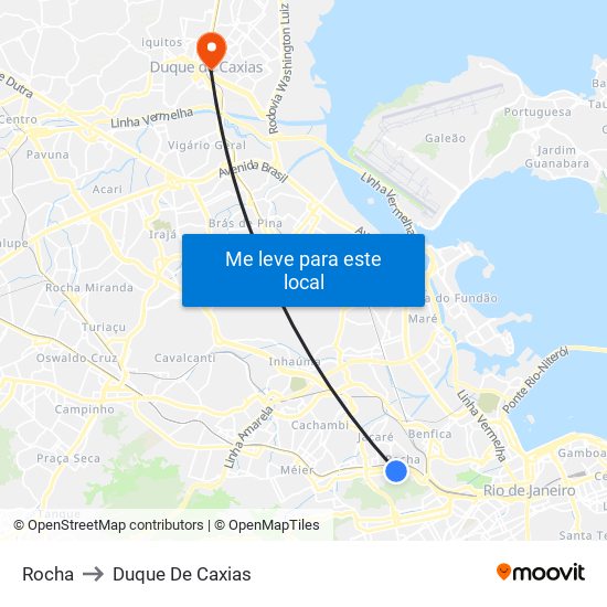 Rocha to Duque De Caxias map