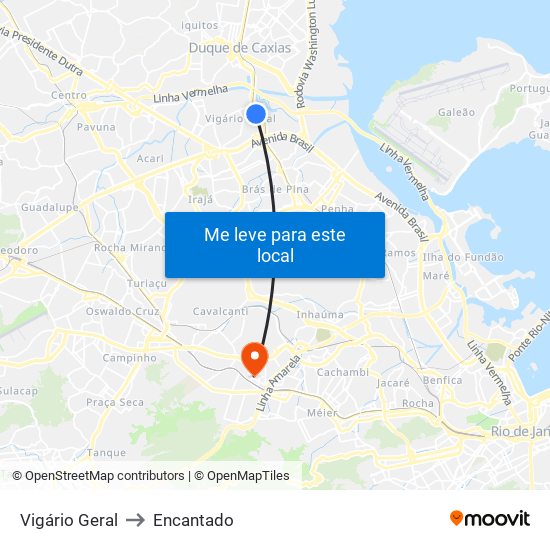 Vigário Geral to Encantado map