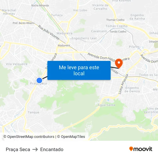 Praça Seca to Encantado map