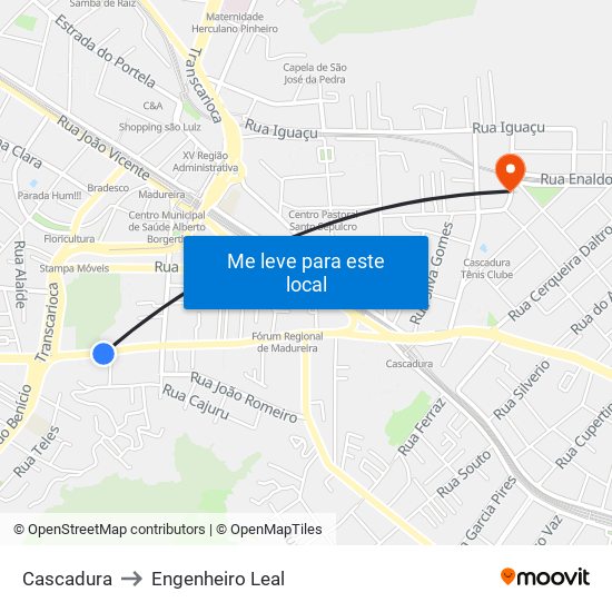 Cascadura to Engenheiro Leal map