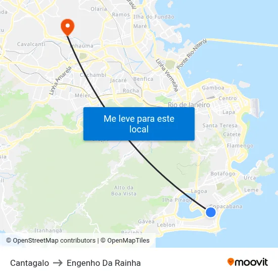 Cantagalo to Engenho Da Rainha map