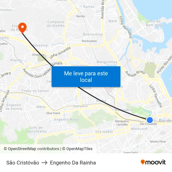 São Cristóvão to Engenho Da Rainha map