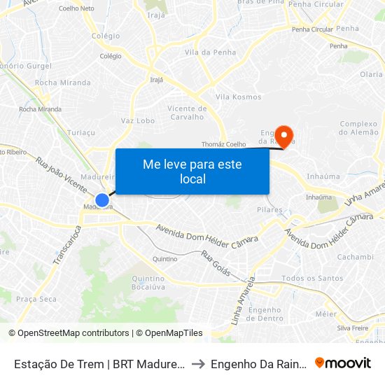 Estação De Trem | BRT Madureira to Engenho Da Rainha map