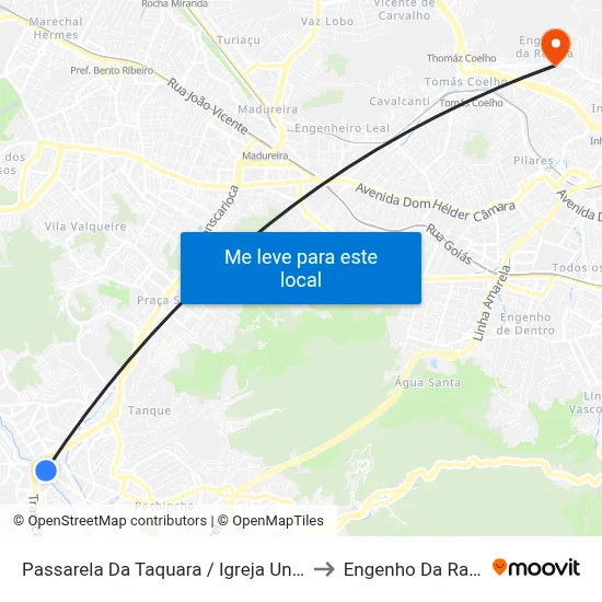 Passarela Da Taquara / Igreja Universal to Engenho Da Rainha map