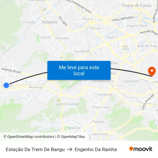 Estação De Trem De Bangu to Engenho Da Rainha map