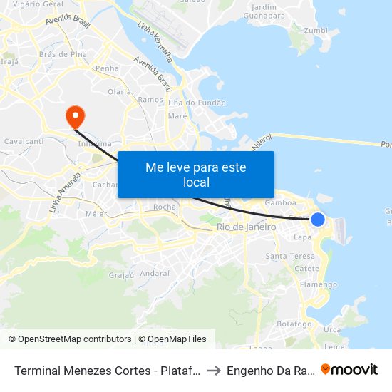Terminal Menezes Cortes - Plataforma B to Engenho Da Rainha map
