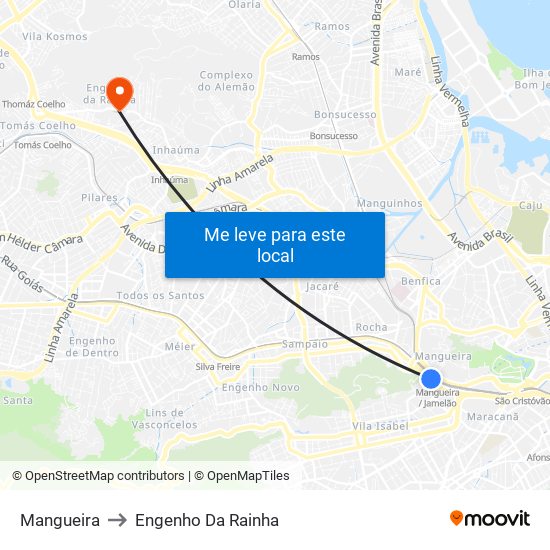 Mangueira to Engenho Da Rainha map