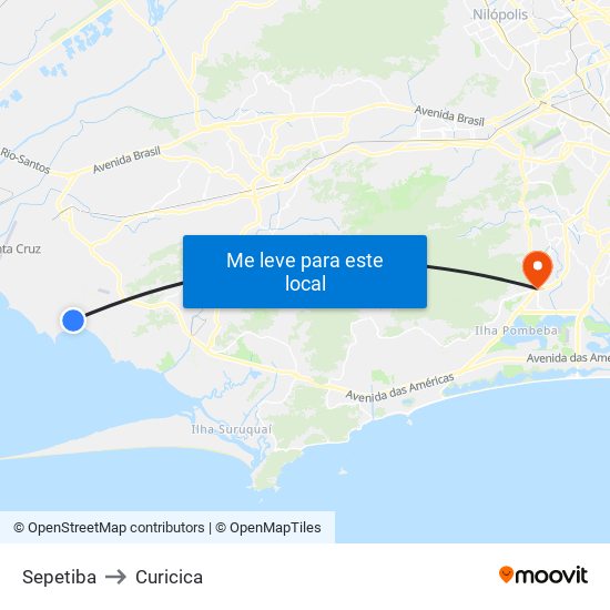Sepetiba to Curicica map