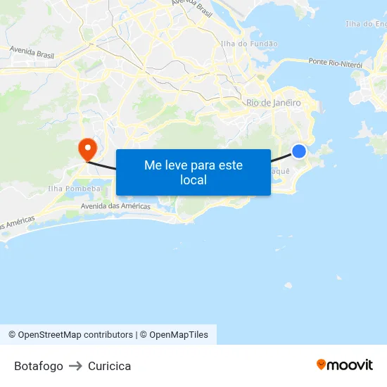 Botafogo to Curicica map