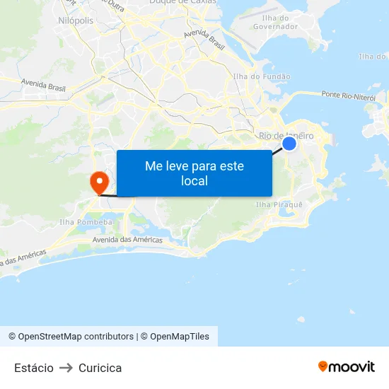 Estácio to Curicica map