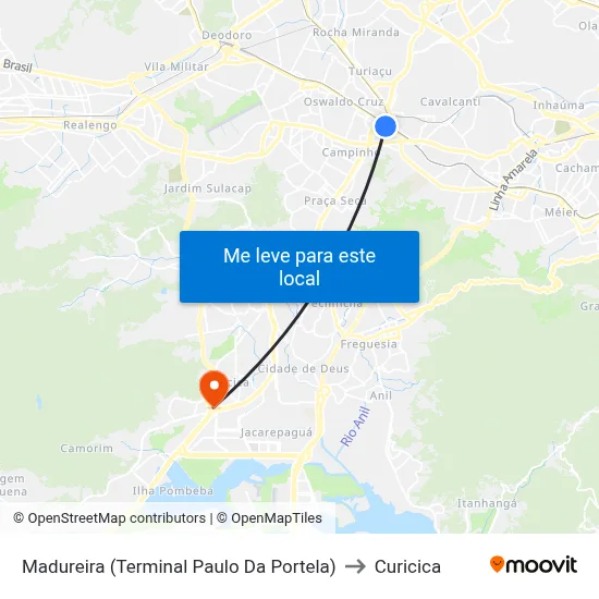 Madureira (Terminal Paulo Da Portela) to Curicica map