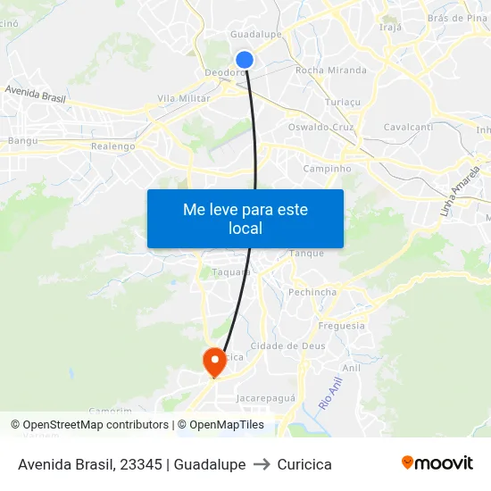Avenida Brasil, 23345 | Guadalupe to Curicica map