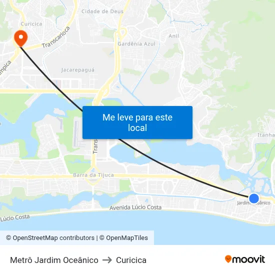 Metrô Jardim Oceânico to Curicica map