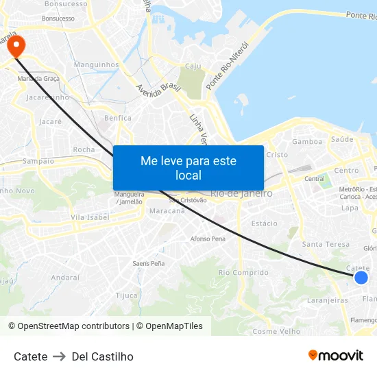 Catete to Del Castilho map