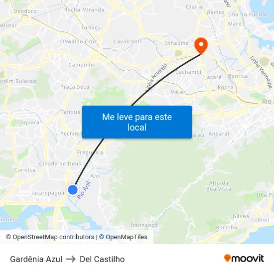 Gardênia Azul to Del Castilho map