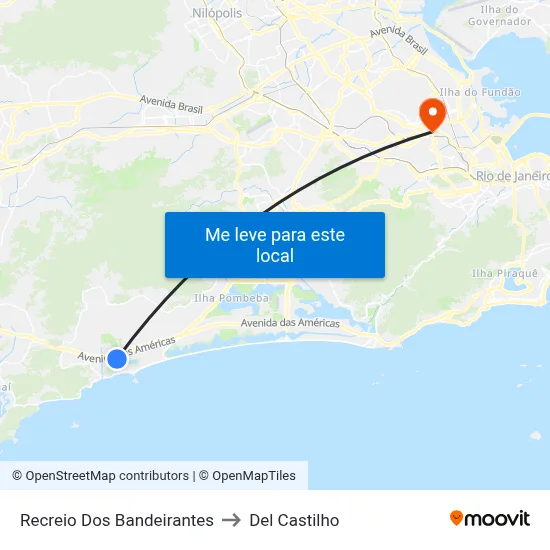 Recreio Dos Bandeirantes to Del Castilho map