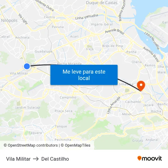 Vila Militar to Del Castilho map