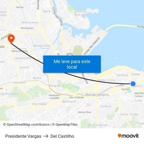 Presidente Vargas to Del Castilho map