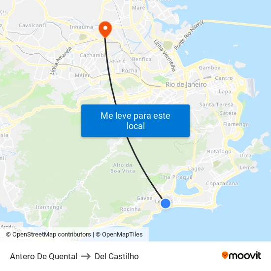 Antero De Quental to Del Castilho map