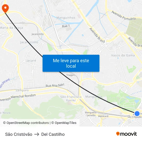 São Cristóvão to Del Castilho map