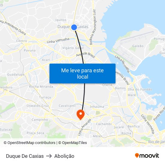 Duque De Caxias to Abolição map