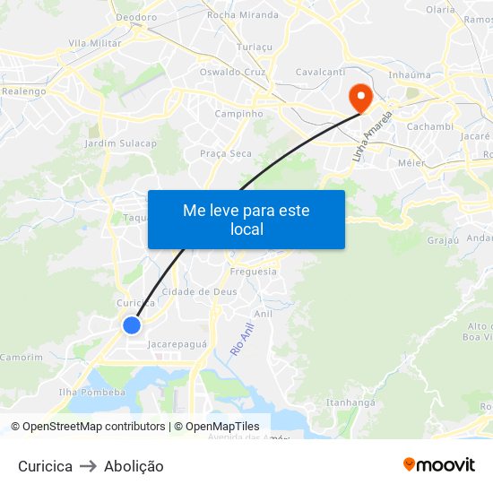 Curicica to Abolição map