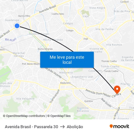 Avenida Brasil - Passarela 30 to Abolição map