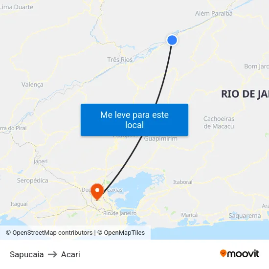 Sapucaia to Acari map