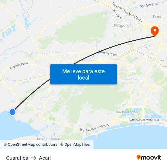 Guaratiba to Acari map