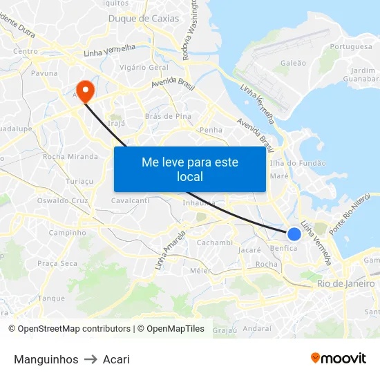 Manguinhos to Acari map