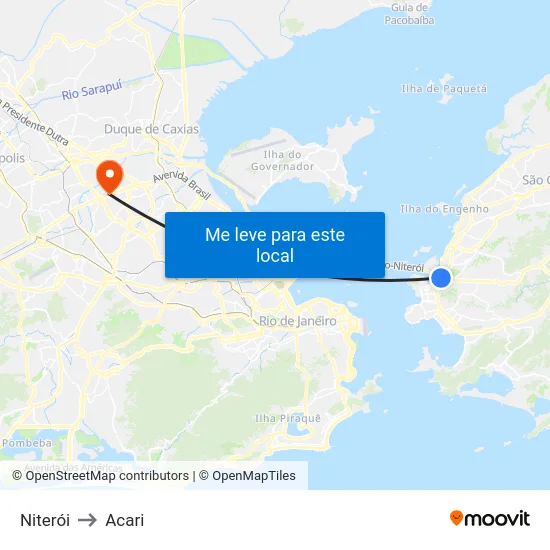Niterói to Acari map