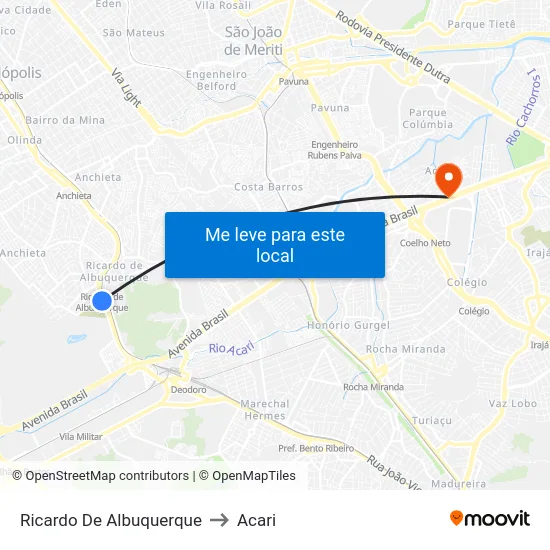 Ricardo De Albuquerque to Acari map
